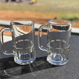 Anchor Hocking Glass Beer Mugs Set of 2 Breweriana 6 Inch USA Made United States